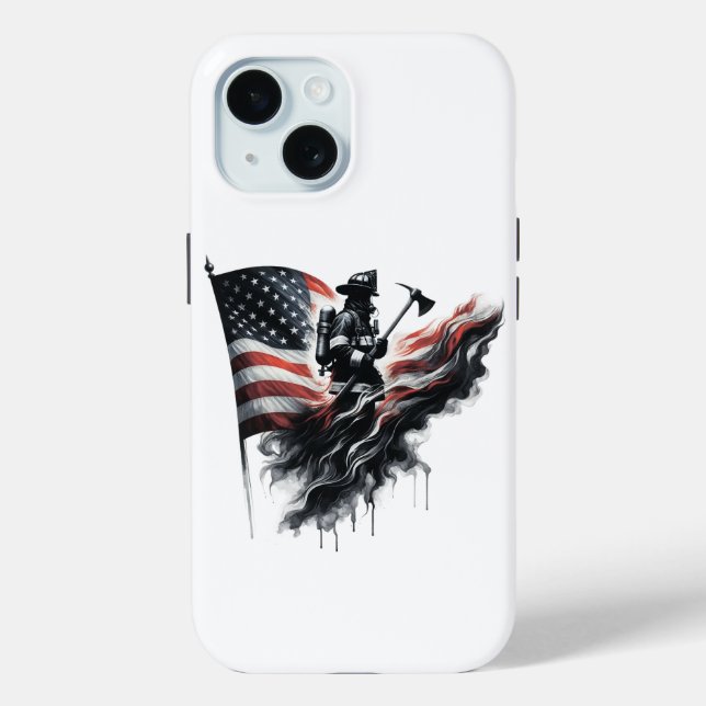 Coques Case-Mate iPhone Drapeau américain. Pompier (Verso)