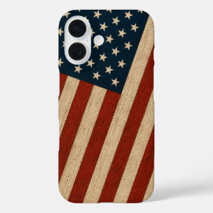 Coque Pour iPhone 16 Drapeau américain rustique vintage avec texture de