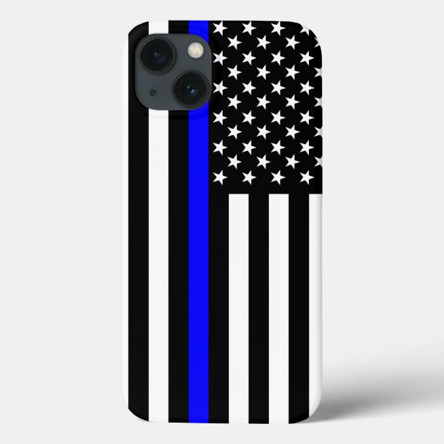 Coques Case-Mate iPhone Drapeau américain Symbole de la Ligne Bleue Mince (Verso)