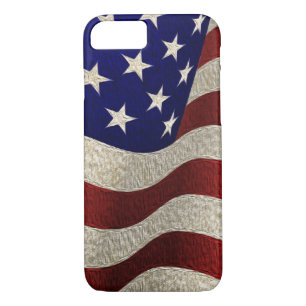 Coque iPhone 8/7 Drapeau américain vintage avec l'effet texturisé