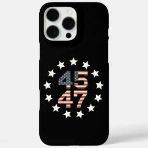 Coques iPhone 16 Pro Max Drapeau américain vintage Trump 45 47 étoiles USA