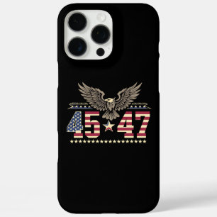 Coques iPhone 16 Pro Max Drapeau américain vintage Trump 45 47 USA Eagle
