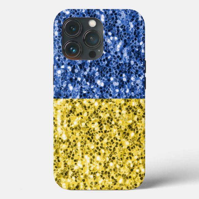 Coques Case-Mate iPhone Drapeau bleu jaune Ukraine parties scintillant fau (Verso)