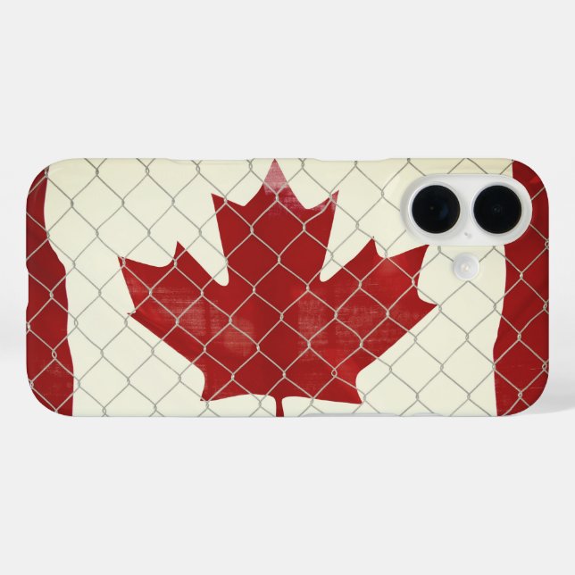 Coques Case-Mate iPhone Drapeau canadien. Clôture de lien de chaîne. Rusti (Verso (horizontal))