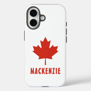 Coque Pour iPhone 16 Drapeau canadien Feuille d'érable rouge Canada Nom