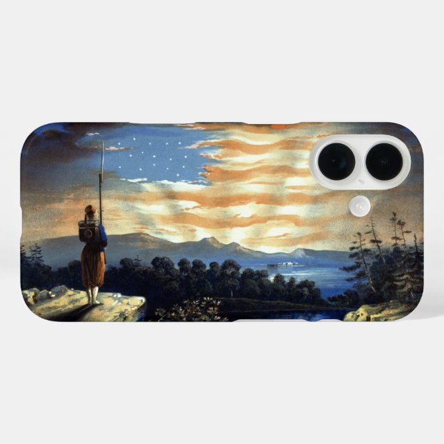 Coques Case-Mate iPhone Drapeau céleste américain dans le ciel, Guerre civ (Verso (horizontal))