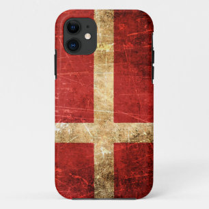 Coques Pour iPhone Drapeau danois vintage rayé et porté