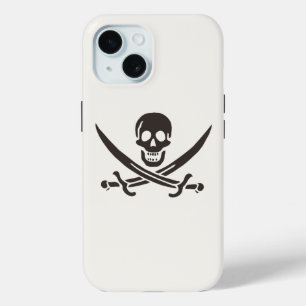 Coque Pour iPhone 15 Drapeau de crâne obsidien Drapeau de pirate Calico