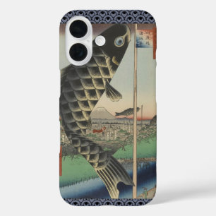 Coques iPhone 16 Drapeau de fête du poisson Koi Hiroshige japonais