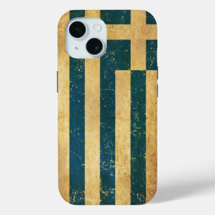 Coque Pour iPhone 15 Drapeau de la Grèce Vintage Grunge
