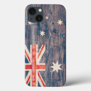 Etui iPhone 13 Drapeau de l'Australie sur le bois