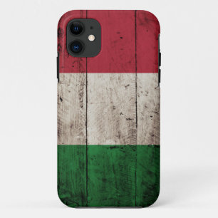 Coque iPhone 11 Drapeau de l'Italie sur le vieux grain en bois