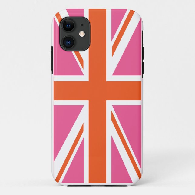 Coques Case-Mate iPhone Drapeau de l'Union rose et orange (Dos)