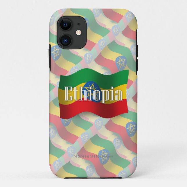 Coques Case-Mate iPhone Drapeau de ondulation de l'Ethiopie (Dos)
