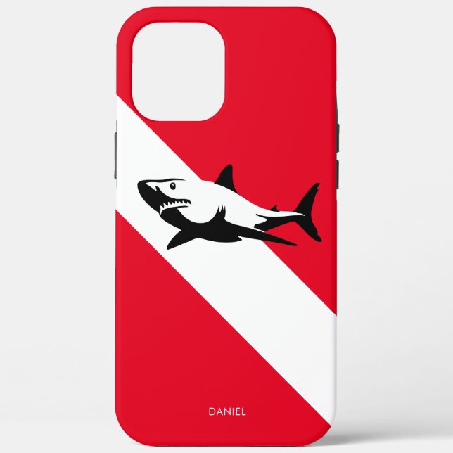Coques Case-Mate iPhone Drapeau de plongée avec requin Personnalisé (Verso)