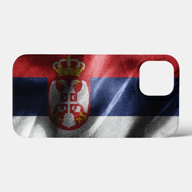 Coques Case-Mate iPhone Drapeau de soie serbe (Verso (horizontal))