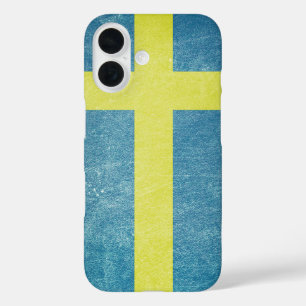 Coques iPhone 16 Drapeau de Suède Grunge