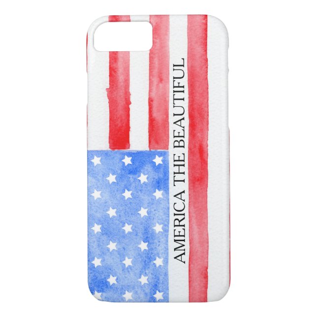 Coques Case-Mate iPhone Drapeau des Etats-Unis d'aquarelle (Dos)