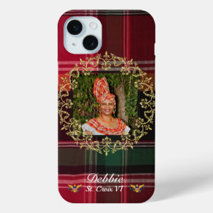 Coque iPhone 15 Mini Drapeau des îles Vierges américaines Madras Gold P