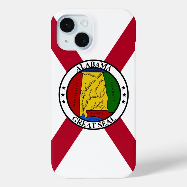 Coques Case-Mate iPhone Drapeau d'État/sceau d'État de l'Alabama superposé (Verso)