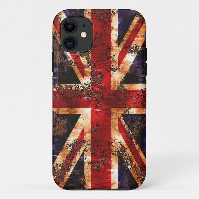 Coques Case-Mate iPhone Drapeau du Royaume-Uni patriotique rouillé (Dos)