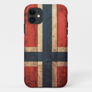 Coque iPhone 11 Drapeau en bois de la Norvège