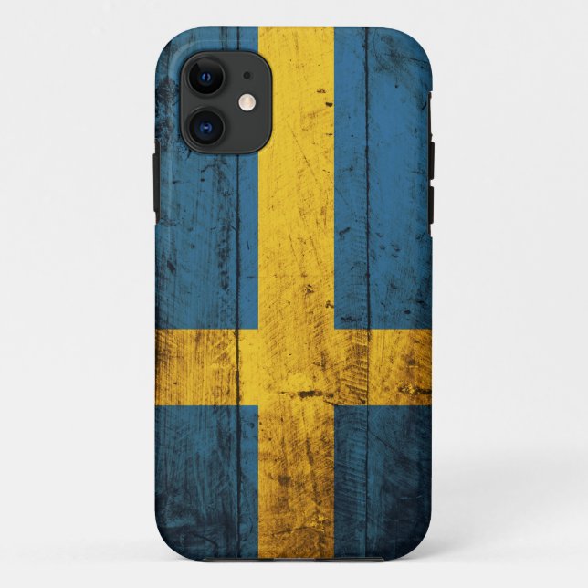 Coques Case-Mate iPhone Drapeau en bois de la Suède (Dos)