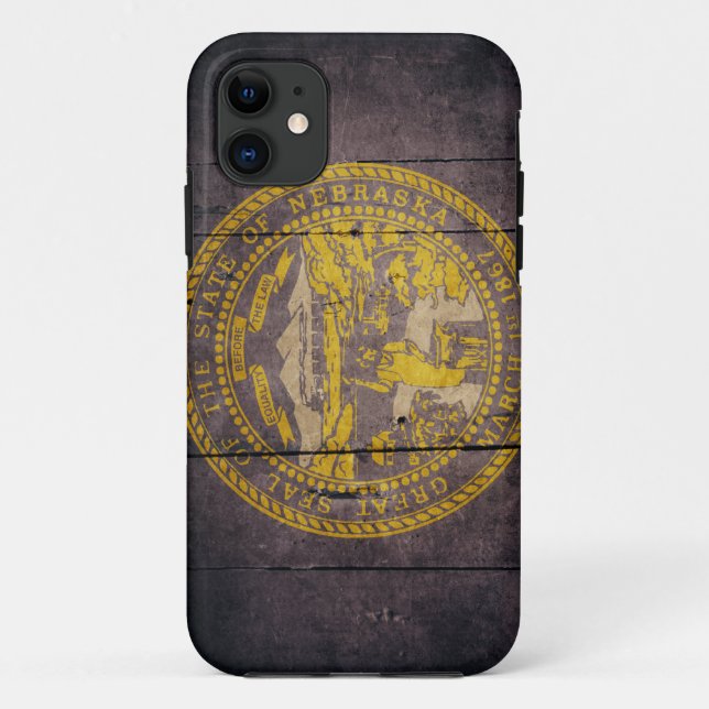 Coques Case-Mate iPhone Drapeau en bois rocailleux du Nébraska (Dos)