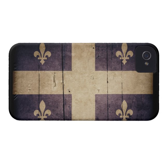 Coques Case-Mate iPhone Drapeau en bois rocailleux du Québec (Dos Horizontal)