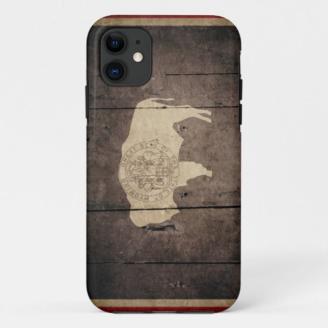 Coques Case-Mate iPhone Drapeau en bois rocailleux du Wyoming (Dos)