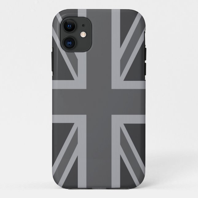 Coques Case-Mate iPhone Drapeau gris noir Union Jack British (UK) (Dos)