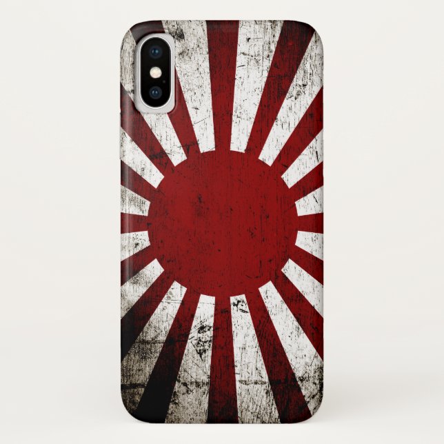 Coques Case-Mate iPhone Drapeau grunge noir du Japon Soleil Levant (Dos)