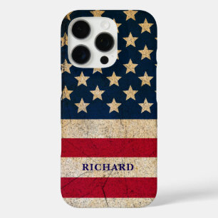 Coques iPhone 16 Pro Drapeau Grunge Vintage-Américain