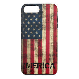 Coque iPhone 7 Plus 'Drapeau grunge vintage personnalisé de Merica