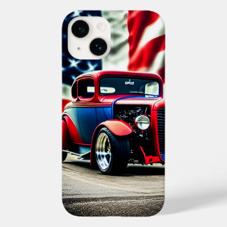 Coque Pour iPhone 14 Drapeau Hot Rod et américain