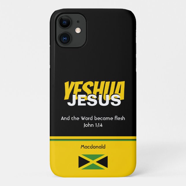 Coques Case-Mate iPhone Drapeau jamaïcain JESUS YESHUA Écriture Personnali (Dos)