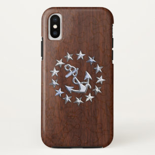 Coque Pour iPhone XS Drapeau nautique américain Ancre Étoiles Imprimer