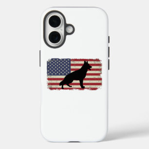 Coque Pour iPhone 16 Drapeau Patriotique DOG américain Vintage