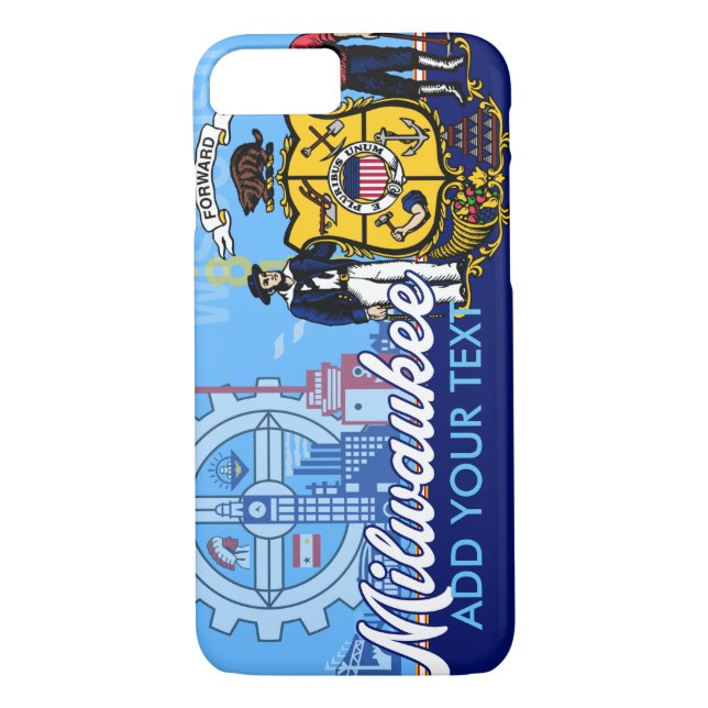 Coques Case-Mate iPhone Drapeau personnalisé de Milwaukee le Wisconsin (Dos)