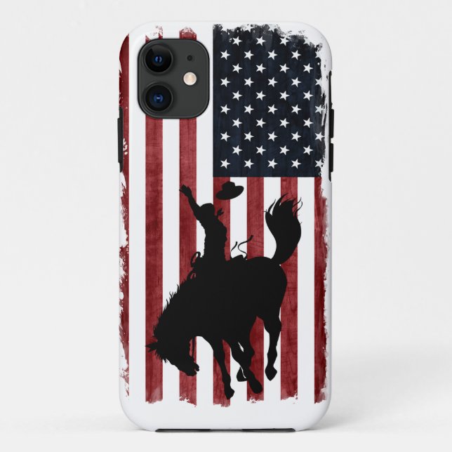 Coques Case-Mate iPhone Drapeau Rodeo Cowboy Patriotique Grunge (Dos)