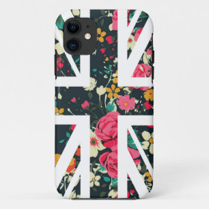Coque iPhone 11 Drapeau rose d'Union Jack les Anglais (R-U) de cru