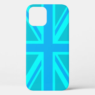 Coque iPhone 12 Drapeau Turquoise Union Jack britannique