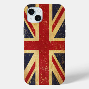 Coque iPhone 15 Mini Drapeau Union Jack britannique Vintage