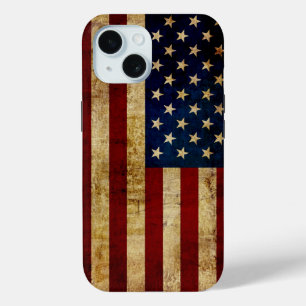 Coque Pour iPhone 15 Drapeau USA / Grunge