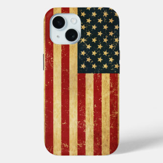 Coque Pour iPhone 15 Drapeau Vintage américain Grunge