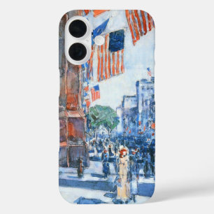 Coques iPhone 16 Drapeaux Cinquième Avenue par Childe Hassam, Art V