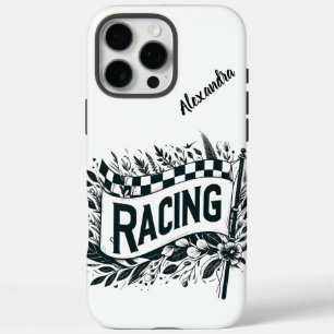 Coques iPhone 16 Pro Max Drapeaux de course avec motifs floraux