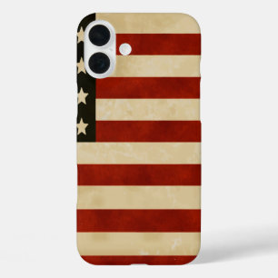 iPhone 16 Plus Case Drapeaux vintages américains