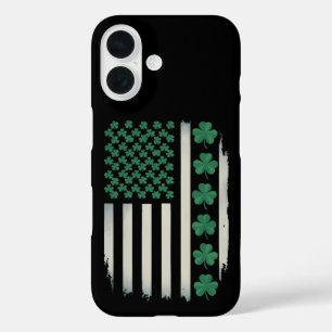 Coque Pour iPhone 16 Draps d'Irlande avec Drapeau Américain Fête de la