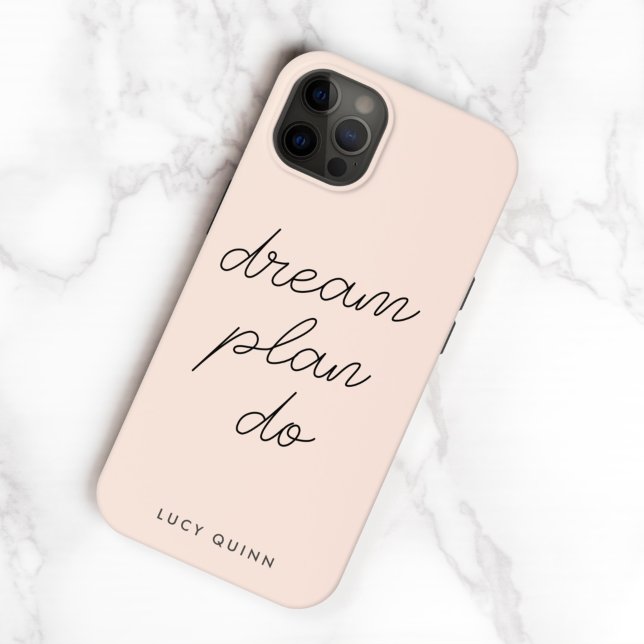 Coques Case-Mate iPhone Dream Plan Do | Blush Pink Modern Design Script (Créateur téléchargé)